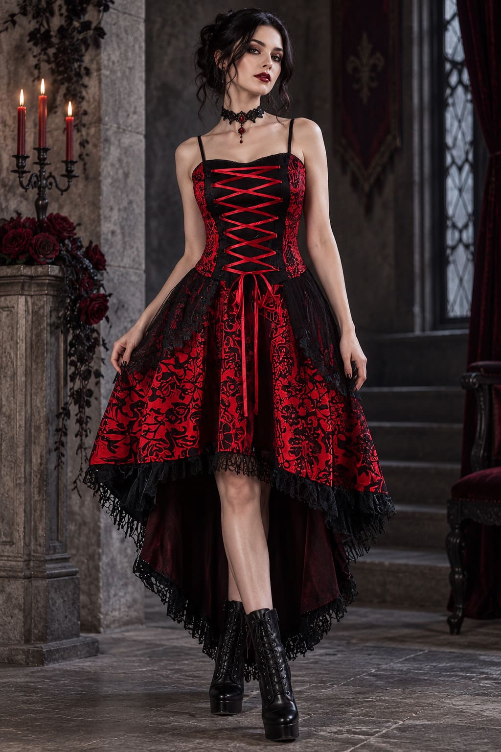 Robe De Mariée Gothique Rouge Et Noire – Belladonna