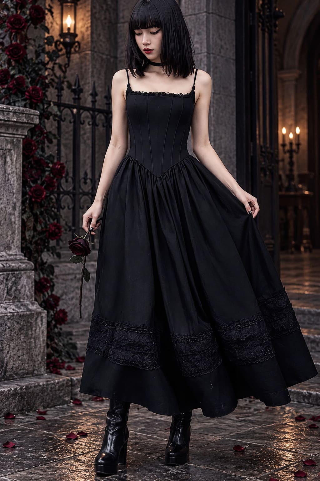Robe Gothique Bretelles Fines – Octavia