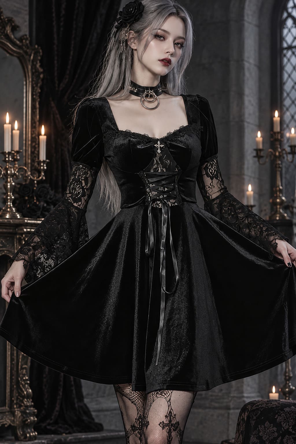 Robe Gothique Manches Évasées – Esmeralda