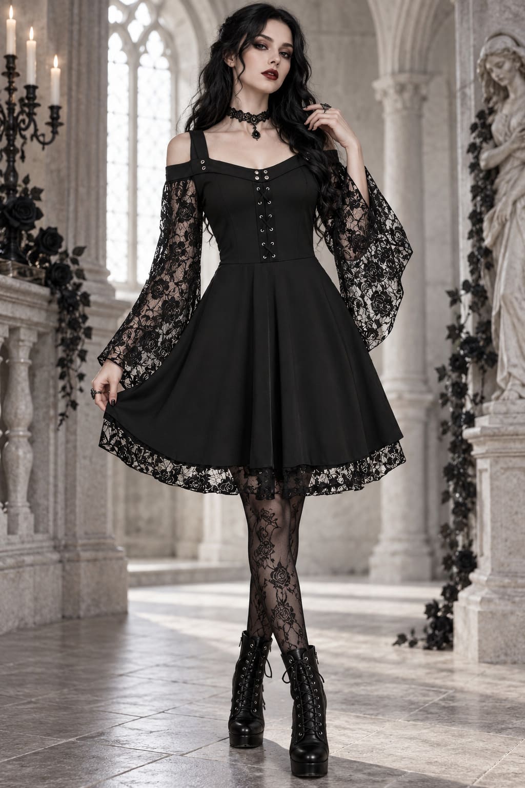 Robe Gothique Noire Dentelle – Mirabella
