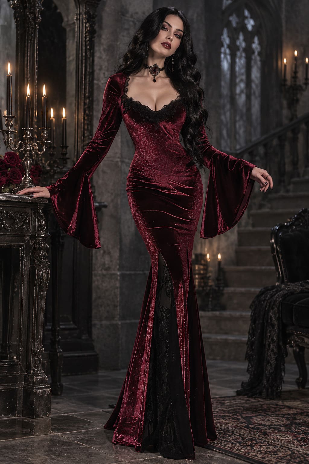 Robe Gothique Rouge Bordeaux – Selene