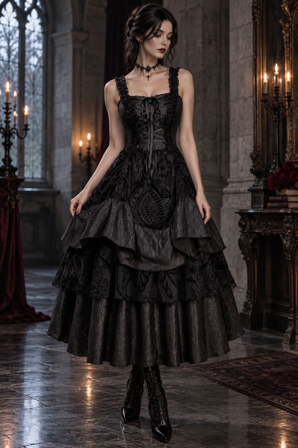 Robe Gothique Volantée Ligne en A