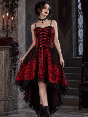 Robe De Mariée Gothique Rouge Et Noire – Belladonna